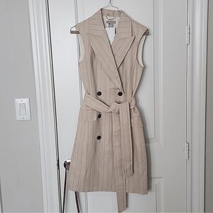 Sleeveless Tan Pinstripe blazer Dress